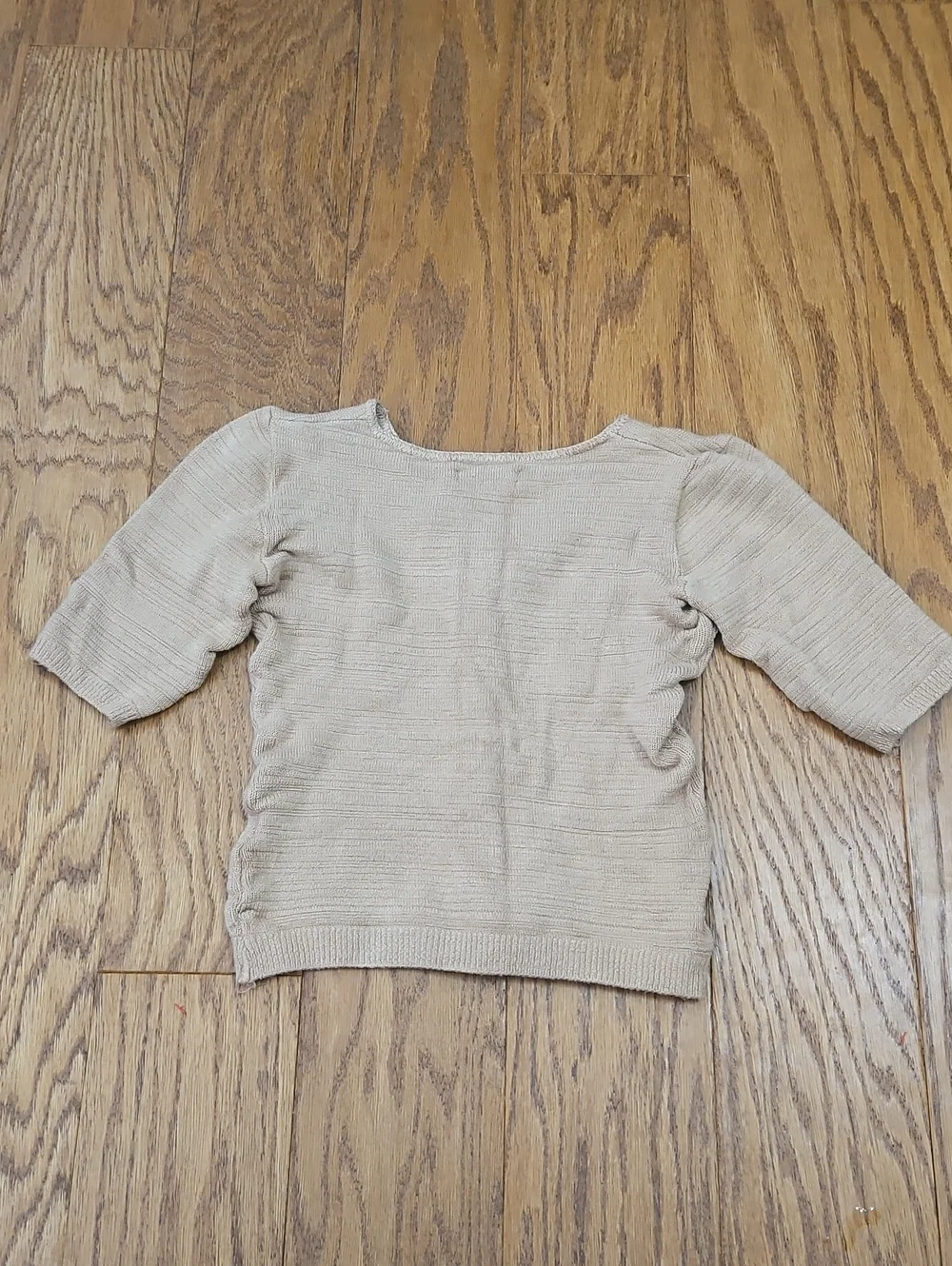 Annie Li Vintage Y2K Ribbed Lace-Up Cardigan Top •Tan/Pink • Size Small